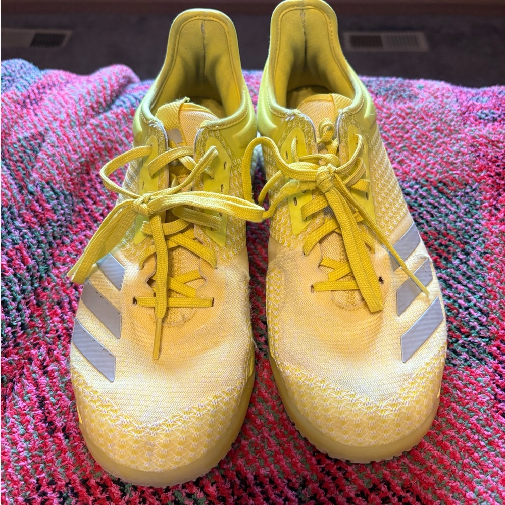 Adidas Bright Yellow Volleyball Shoes with Gray Accents